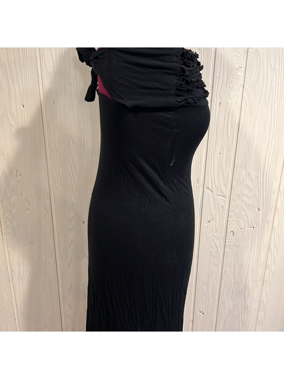 Elan Black Maxi Dress Tie Back Medium - Picture 5 of 11